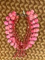 Roze Statement Ketting met Schelp- en Glaskralen -Nieuwstaat, Sieraden, Tassen en Uiterlijk, Kettingen, Met kristal, Overige materialen