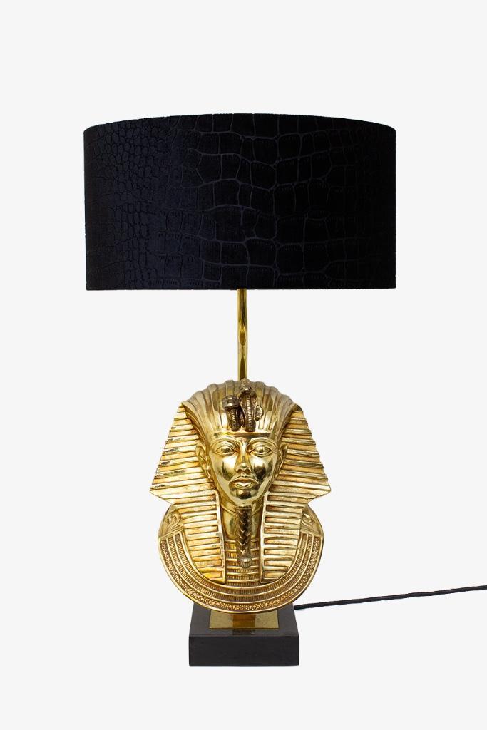  Lusterie DeKnudt Farao 70s tafellamp 24k goud Noir de Mazy, Huis en Inrichting, Lampen | Tafellampen, Gebruikt, 50 tot 75 cm