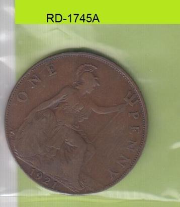 S8-RED-1745 Verenigd Koninkrijk 1 PENNY 1921  VF beschikbaar voor biedingen