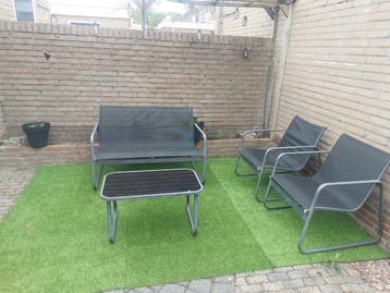 Tuinsetje - Bank, 2 stoelen & tafel beschikbaar voor biedingen