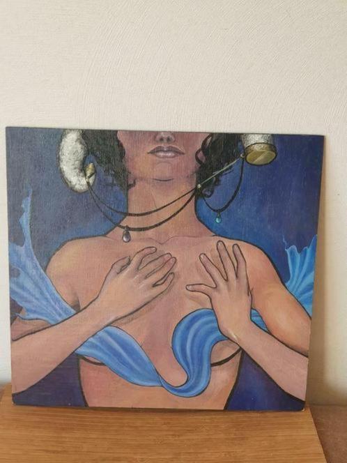 Modern werk op hout mysterieuze dame futuristisch, Antiek en Kunst, Kunst | Schilderijen | Modern, Ophalen