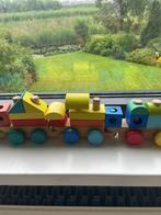 Houten speelgoed trein met wagonnetjes en blokjes, Ophalen of Verzenden, Zo goed als nieuw, Duw- of Trekspeelgoed