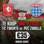 UNIEKE KANS! Ticket Vak-P voor FC Twente - PEC (Vanavond), Losse kaart, Eén persoon, Januari