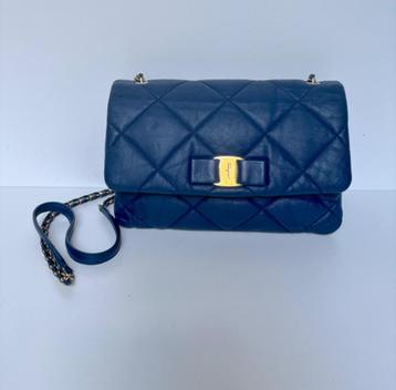 SALVATORE FERRAGAMO blauw leer schouder tas bag   beschikbaar voor biedingen