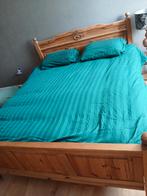 Houten 2-persoons bed 160x200 + lattenbodems, Huis en Inrichting, Slaapkamer | Bedden, Ophalen, Bruin, Tweepersoons, Landelijk