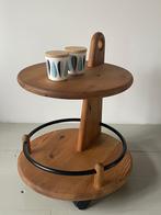 Trolley sidetable barcart tafel Deens vintage hout serveer, Huis en Inrichting, Ophalen, 100 tot 150 cm, Rond, Zo goed als nieuw