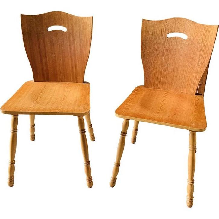 3 Vintage Duitse Houten Stoelen - blond hout, Huis en Inrichting, Stoelen, Gebruikt, Eén, Hout, Bruin, Ophalen