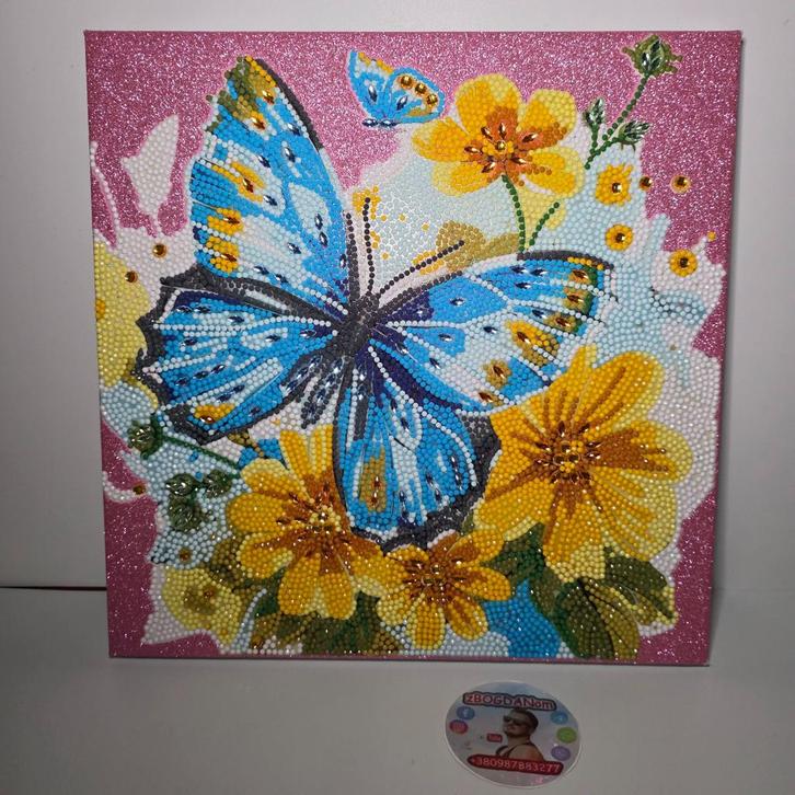 Painting 30cm by 30cm BUTTERFLY Handmade, Huis en Inrichting, Woonaccessoires | Lijsten, Nieuw, Minder dan 50 cm, Minder dan 50 cm