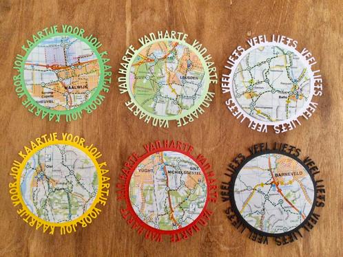 Cirkel tekst stansjes met fiets route kaart inleg, Hobby en Vrije tijd, Kaarten | Zelf maken, Nieuw, Overige typen, Overige thema's