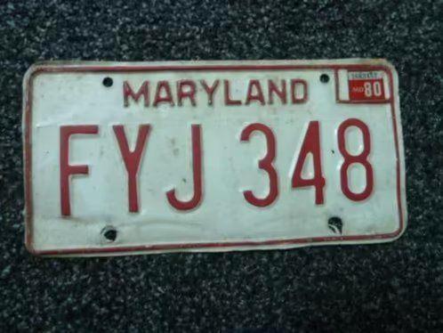 Kentekenplaat licenseplate Maryland 1980 USA, Verzamelen, Automerken, Motoren en Formule 1, Gebruikt, Auto's, Verzenden