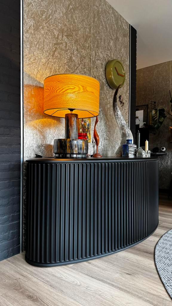 PASTOE Amsterdammer dressoir zwart schuifdeur vintage design, Huis en Inrichting, Kasten | Dressoirs, Gebruikt, 150 tot 200 cm