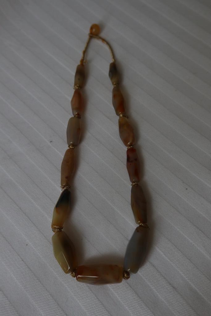Vintage Art Deco stijl agaat ketting c 1970, Antiek en Kunst, Antiek | Kleding en Accessoires, Dames, Heren, Ophalen of Verzenden