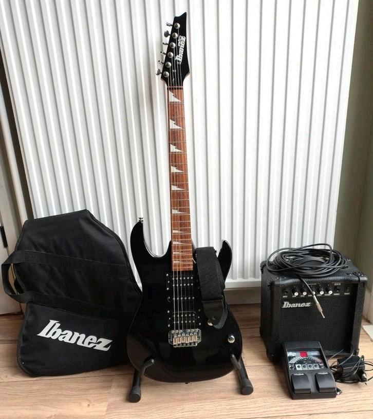 Ibanez starterspakket, Muziek en Instrumenten, Snaarinstrumenten | Gitaren | Elektrisch, Zo goed als nieuw, Solid body, Ibanez