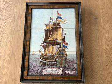 Tegeltableau schip De Zeven Provinciën, admiraal De Ruyter. beschikbaar voor biedingen