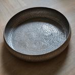 Verzilverde metalen schaal uit India 40 cm, Ophalen of Verzenden, Zo goed als nieuw, Rond, Overige materialen