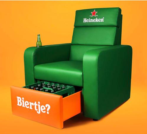 UNIEK: 4x HEINEKEN STOEL / FAUTEUIL / STOELBOX IN ÉÉN KOOP, Huis en Inrichting, Fauteuils, Nieuw, Ophalen