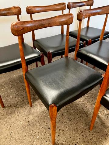 Zes Vintage Palissander Eetkamerstoelen Palissander beschikbaar voor biedingen
