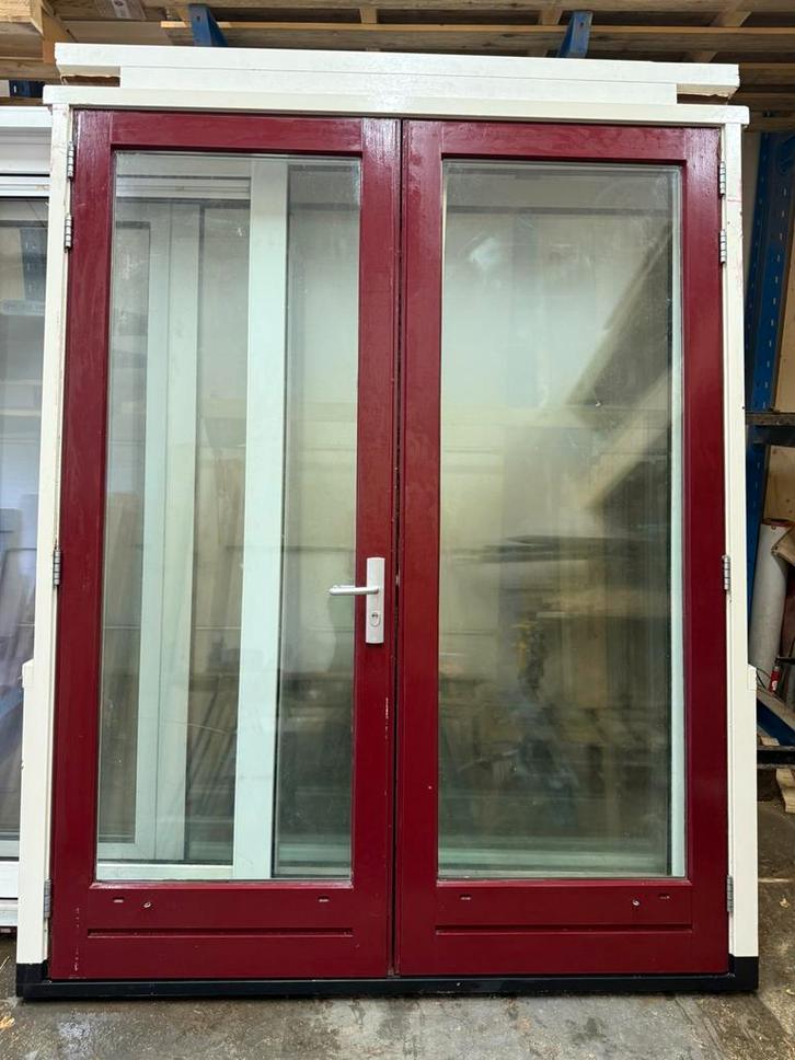 Kozijn met openslaande deuren, Doe-het-zelf en Verbouw, Kozijnen en Schuifpuien, Zo goed als nieuw, Deurkozijn, Hout, 225 cm of meer