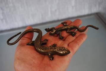 Hagedis tafelornamenten 2 stuks van messing beschikbaar voor biedingen