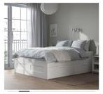 Bed Ikea Brimnes met hoofdeinde 160x200 cm wit, Huis en Inrichting, Slaapkamer | Bedden, 160 cm, Overige materialen, Gebruikt