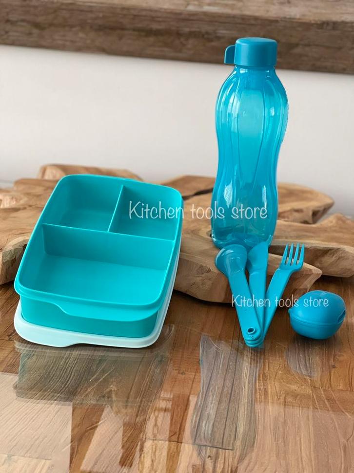 tupperware vakjes lunch doos 1L + 750ml ecofles + bestekset, Huis en Inrichting, Keuken | Tupperware, Nieuw, Overige typen, Ophalen of Verzenden