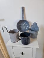 Vintage Gewolkt Grijs Emaille Keukengerei Set, Antiek en Kunst, Antiek | Emaille, Ophalen of Verzenden