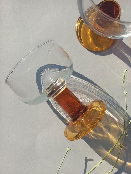 Vintage amberkleurige glazen, Verzamelen, Glas en Borrelglaasjes, Zo goed als nieuw, Overige typen, Ophalen of Verzenden