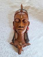 Vintage Aardewerk Wandplaquette Afrikaanse Dame, Antiek en Kunst, Ophalen of Verzenden
