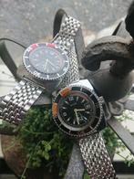 2x Vintage Heren Horloge Sporthorloge Divers 70,s Watch, Gebruikt, Ophalen of Verzenden, Zwart
