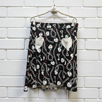 NWT Hell Bunny Rok Maat XL Zwart Wit Sleutel Heart Lock Mini beschikbaar voor biedingen