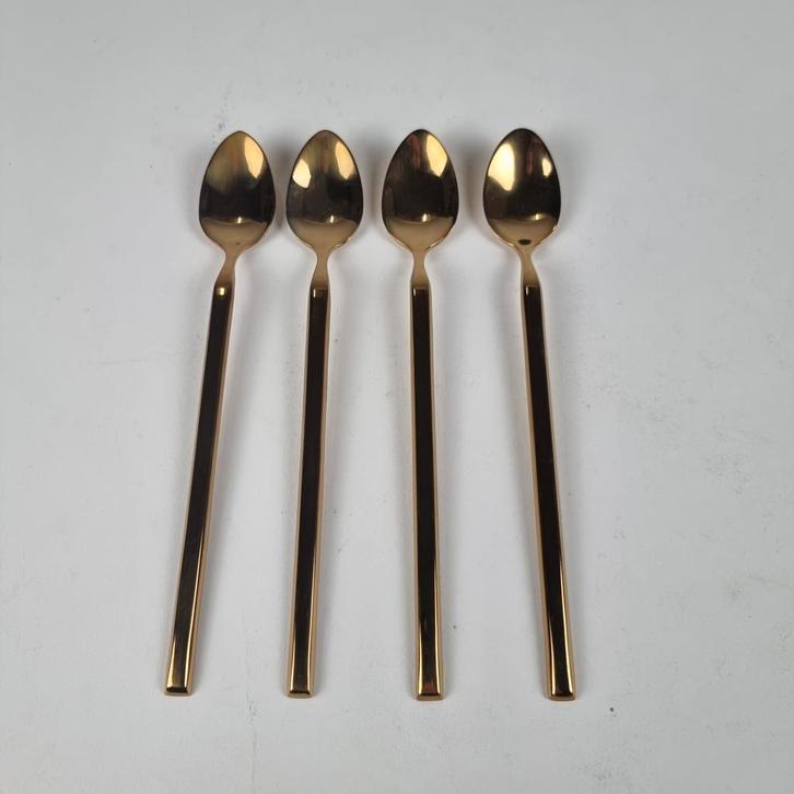 Broste Copenhagen lange lepels 4 stuks goudkleurig, Huis en Inrichting, Keuken | Bestek, Nieuw, Los bestek, Rvs of Chroom, Ophalen