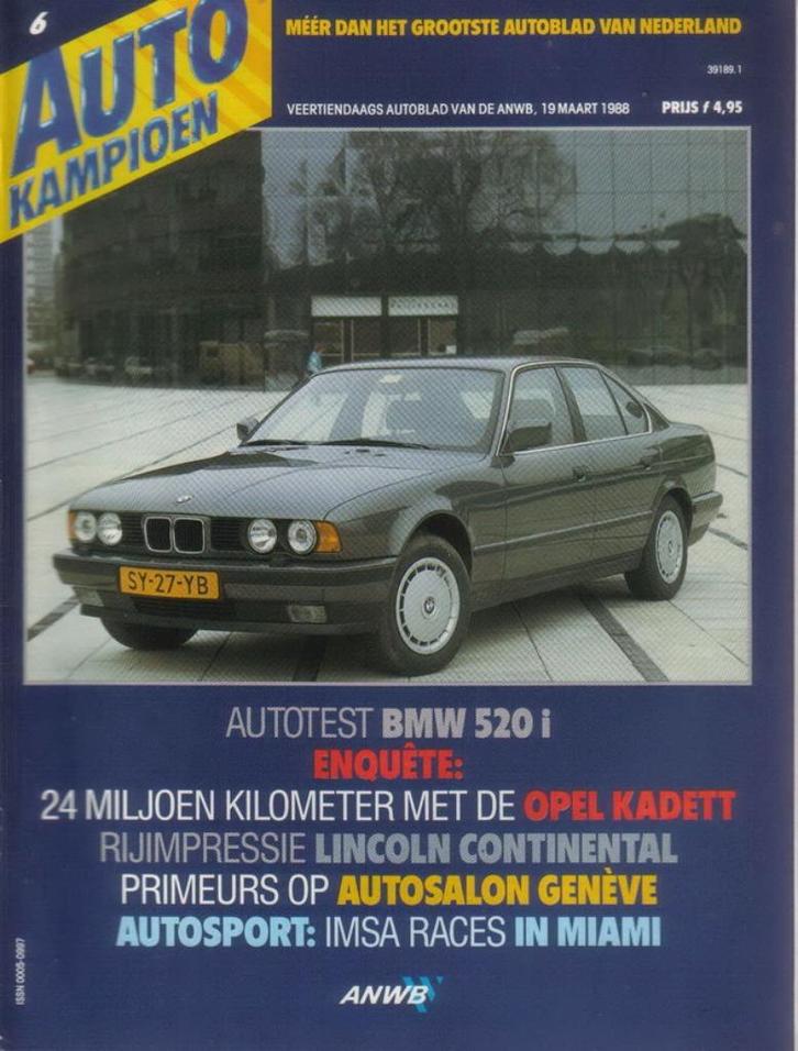 Autokampioen 6 1988 : BMW 520i - Alfa Romeo Giulia Super, Boeken, Auto's | Folders en Tijdschriften, Gelezen, Algemeen, Ophalen of Verzenden