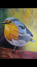 Roodborstje 30x40 cm, olieverf op doek, Ophalen