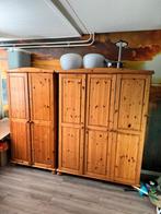 2 grenen kledingkasten, Huis en Inrichting, Kasten | Kledingkasten, Ophalen, Gebruikt, 100 tot 150 cm, 50 tot 75 cm