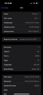 Iphone 16 Pro Max 256 GB, Overige modellen, Zo goed als nieuw, Met simlock, Grijs