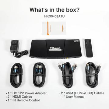 TEsmart 2 Port Dual screen KVM Switch HDMI 4K60Hz / EDID  beschikbaar voor biedingen