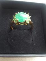 14 karaat gouden ring smaragd en spinel 585, Verzenden, Zo goed als nieuw, Dame, Goud