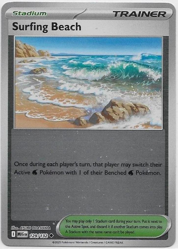 Mega Evolution,  Surfing Beach [reverse] 129/132, Hobby en Vrije tijd, Verzamelkaartspellen | Pokémon, Nieuw, Losse kaart, Verzenden