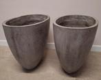 Grote betonnen plantenbakken grijs ovaal, Tuin en Terras, Bloempotten, 40 cm of meer, Overige vormen, Beton, 40 tot 70 cm
