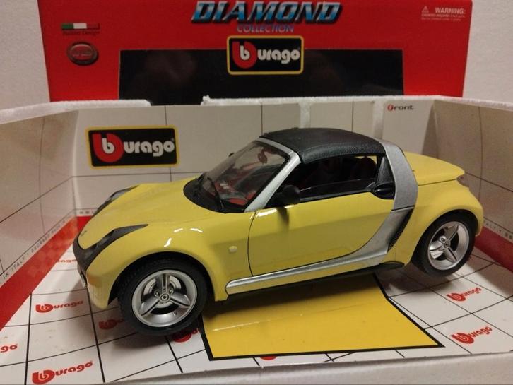 Smart Roadster dakje geel of rood Bburago metal 1:18 KRD, Hobby en Vrije tijd, Modelauto's | 1:18, Zo goed als nieuw, Auto, Bburago