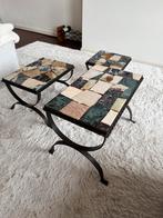 Unieke Natuursteen Koffietafel Set - 3 stuks, Huis en Inrichting, Tafels | Bijzettafels, Ophalen, Minder dan 55 cm, Vierkant, Zo goed als nieuw