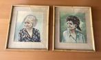 Set van 2 aquarellen, Javaanse man en vrouw van Hady Suwarno, Ophalen of Verzenden