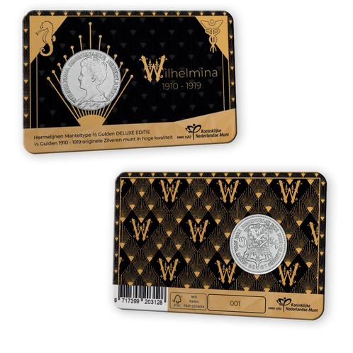 Coincard DELUXE ½ gulden 1913 Wilhelmina Hermelijnen Mantel, Postzegels en Munten, Munten | Nederland, 1 gulden, Koningin Wilhelmina