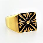 Goudkleurige Roestvrij stalen Zegelring - RVS Ring Heren, Sieraden, Tassen en Uiterlijk, Ringen, Heer, Nieuw, Esde2, GPSR@esde2.eu