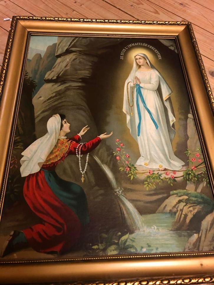 Vintage Schilderij Maria met Gouden Lijst, Antiek en Kunst, Antiek | Religie, Ophalen of Verzenden