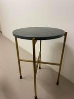 Bijzettafel met marmer blad, Huis en Inrichting, Tafels | Bijzettafels, Minder dan 55 cm, Rond, Zo goed als nieuw, Ophalen