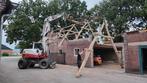5x Spanten van boomstammen oude schuur, Ophalen