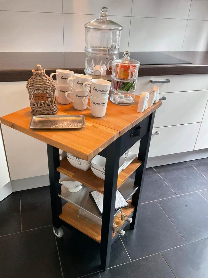 Keukentrolley Werkbank Black & Wood & Tuigleer Trolley, Huis en Inrichting, Keuken | Keukenelementen, Zo goed als nieuw, Ophalen of Verzenden