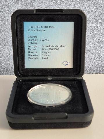 50 Jaar Benelux 10 Gulden 1994 Zilver Proof beschikbaar voor biedingen