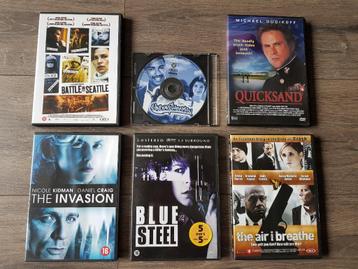 Zes thriller dvd's -- per stuk: 0,90 euro - 1 koop 3,50 euro beschikbaar voor biedingen